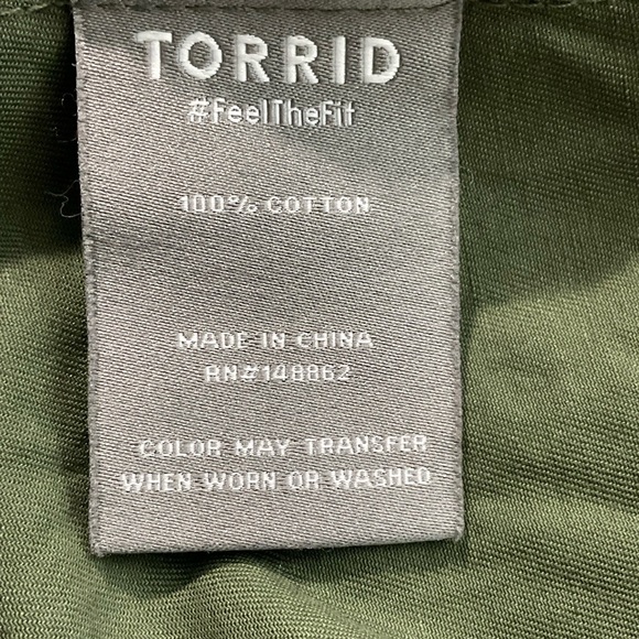Torrid Jacket Women 00 (Med) Peplum Open Front Drawstring Retro Army Green Twill - Picture 7 of 13